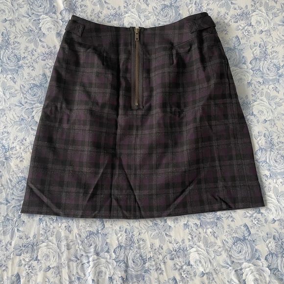Halogen 2 XS Plaid Purple Pencil Skirt Stretchy Pleated  Academia Zipper Closure - Picture 3 of 4